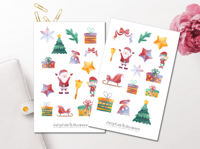 Weihnachten Aquarell Sticker Set